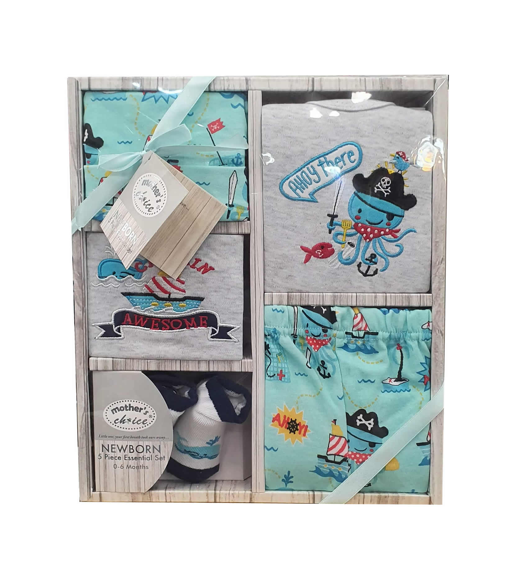 Mother's Choice 5-Piece Essential Newborn Boy Gift Set (0-6 Months)